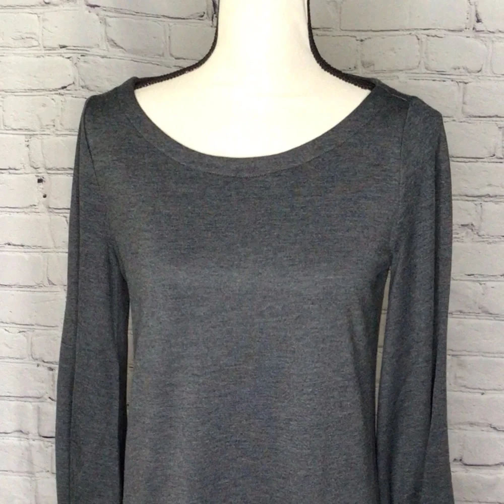 LOFT Gray Jersey Knit Ballon Sleeve Pullover Dress Small NWT